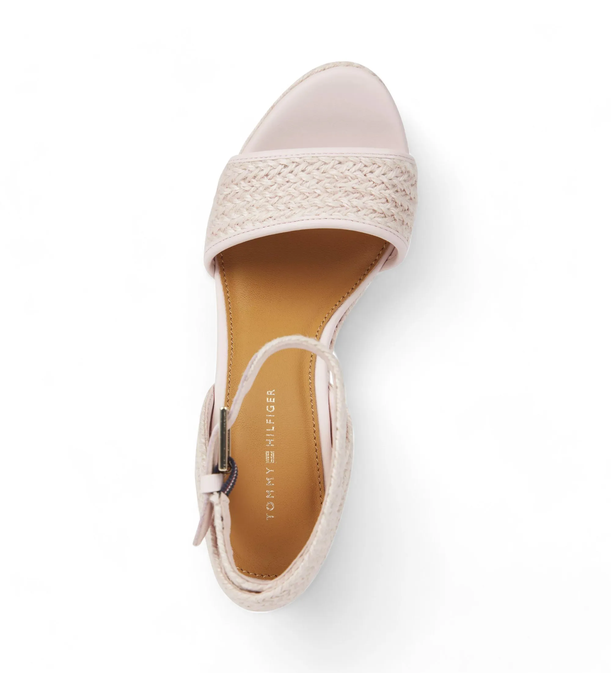 Sandalias de cuña alta de lino rosa