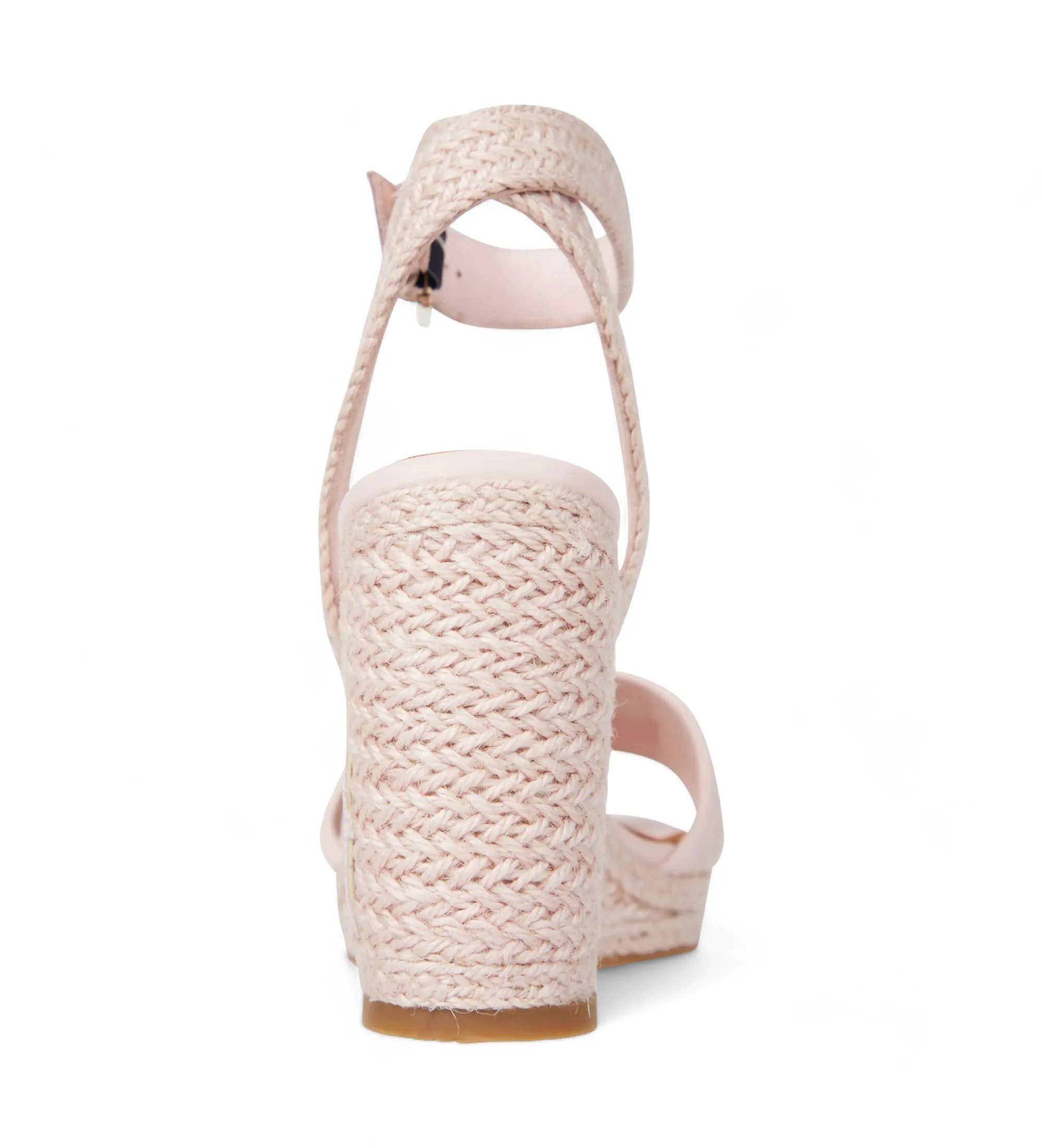 Sandalias de cuña alta de lino rosa