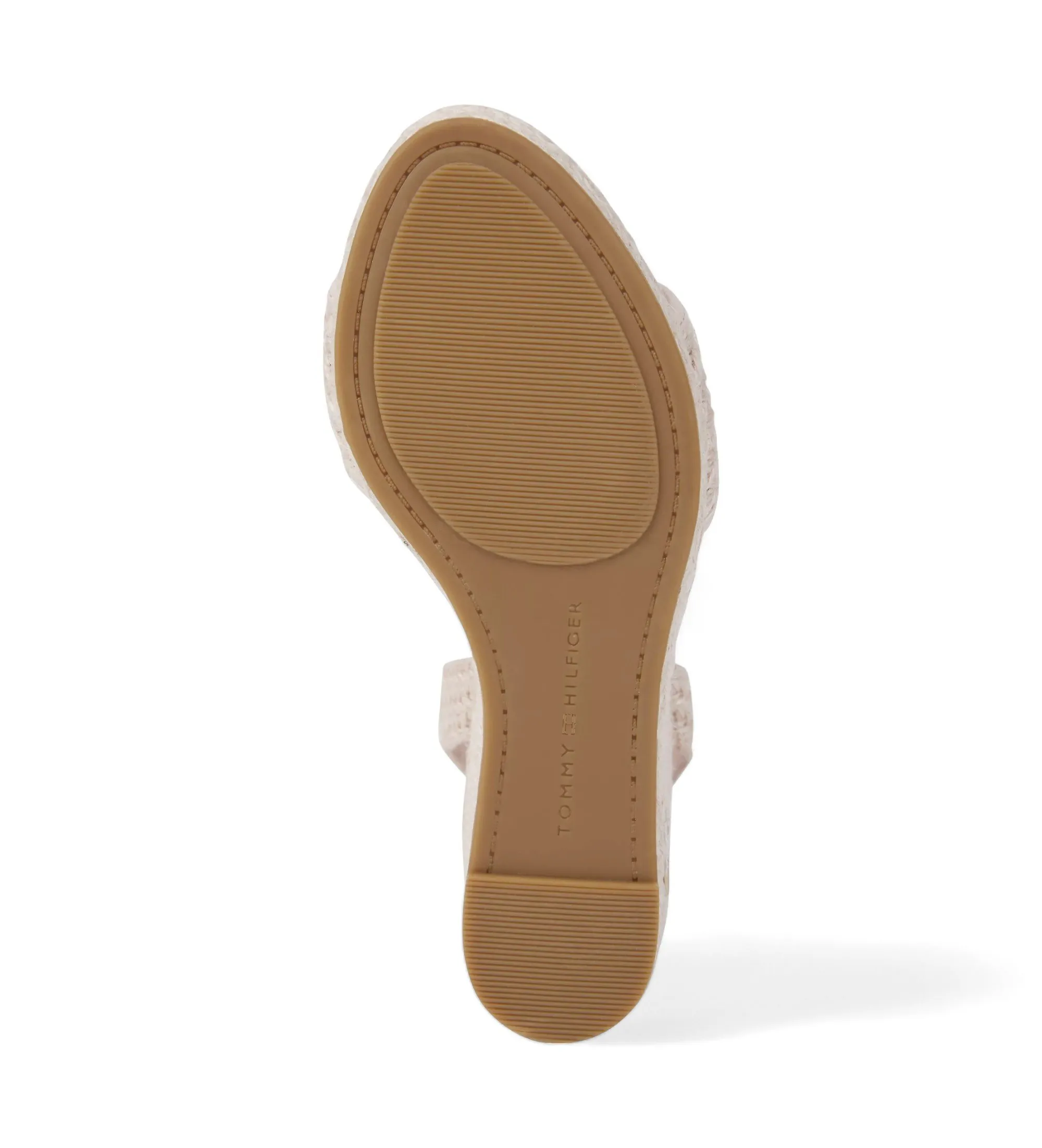 Sandalias de cuña alta de lino rosa