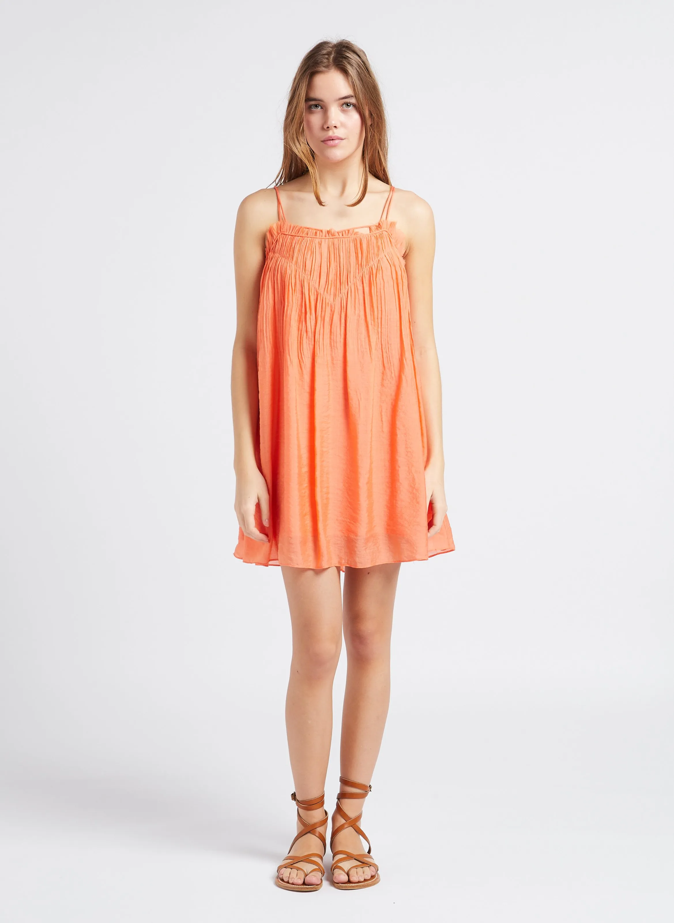 SEE U SOON Vestido corto efecto arrugado en naranja