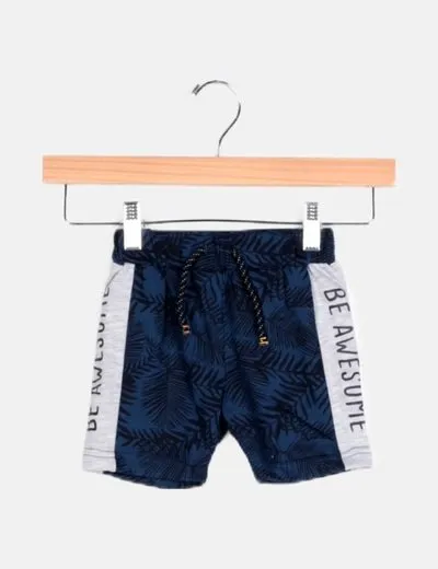 Sfera Short de tela azul estampado floral