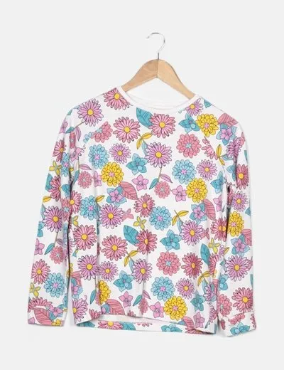 Sfera Sudadera blanca estampado floral