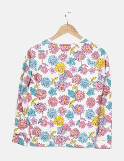 Sfera Sudadera blanca estampado floral
