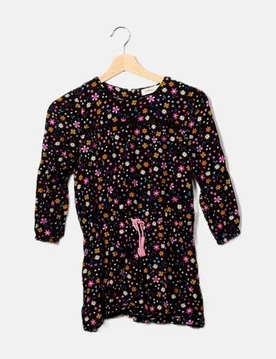 Sfera Vestido negro estampado floral