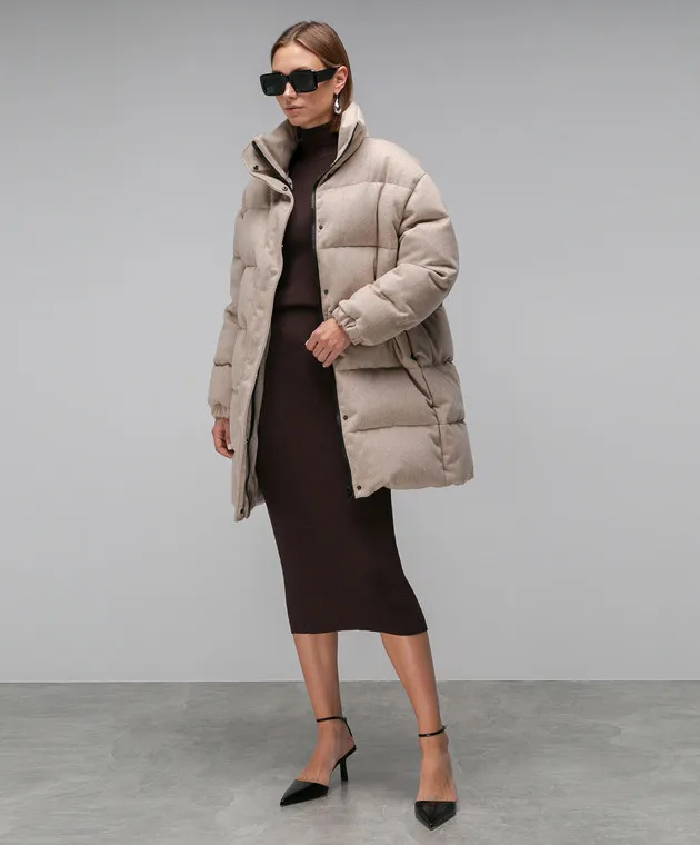 Simonetta Ravizza Perugia beige down jacket made of wool