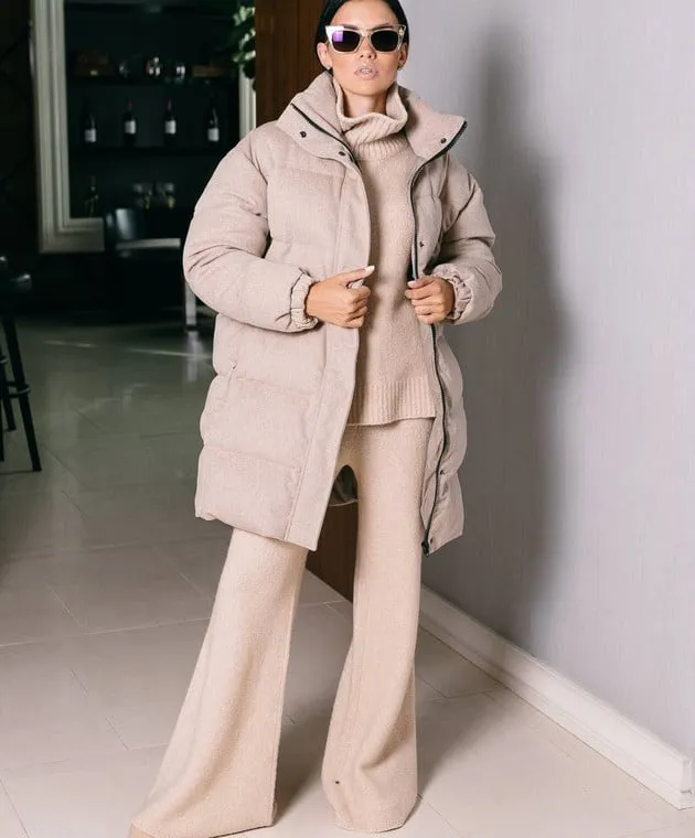 Simonetta Ravizza Perugia beige down jacket made of wool