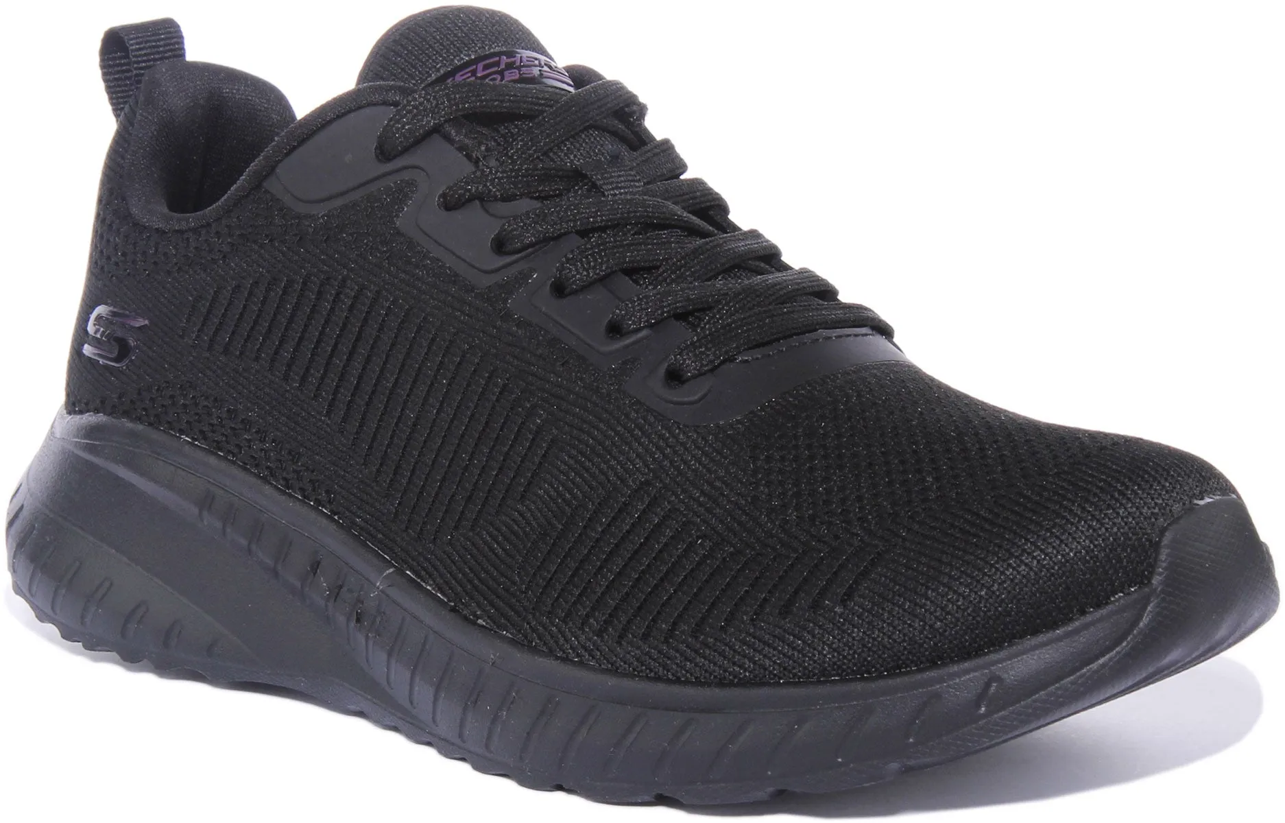 Skechers Bobs Sport Squad ChaosFace Off Zapatillas de malla con cordones para mujer en negro