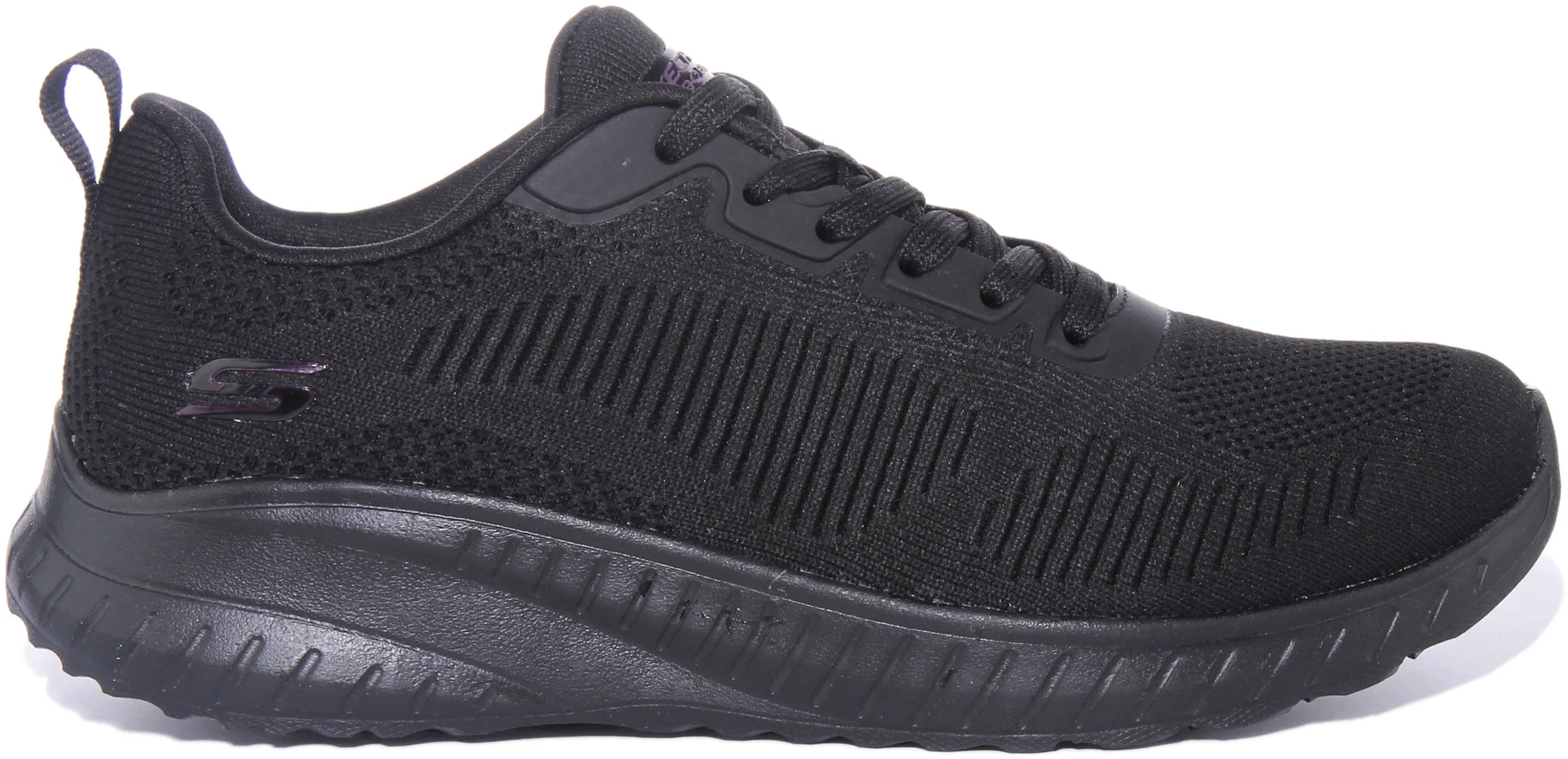 Skechers Bobs Sport Squad ChaosFace Off Zapatillas de malla con cordones para mujer en negro