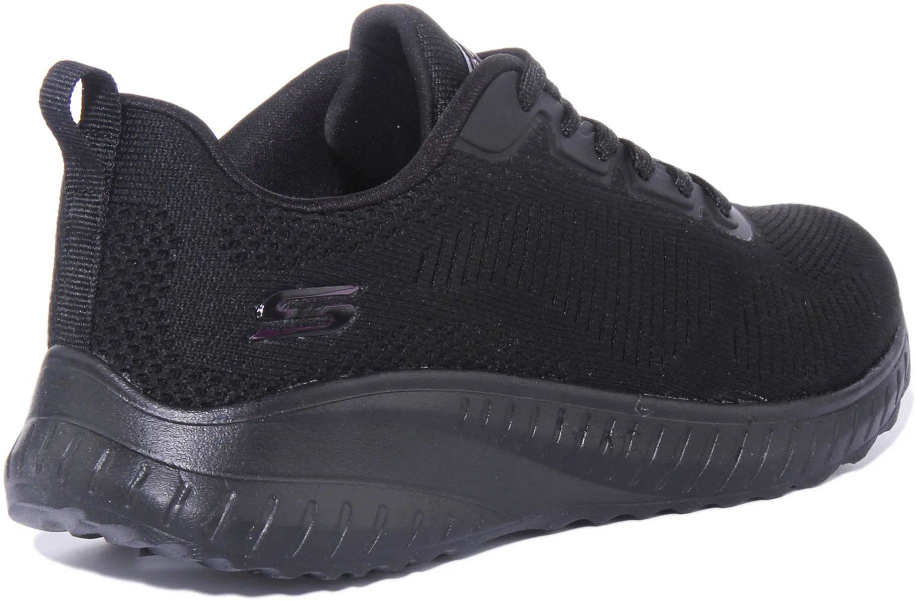 Skechers Bobs Sport Squad ChaosFace Off Zapatillas de malla con cordones para mujer en negro