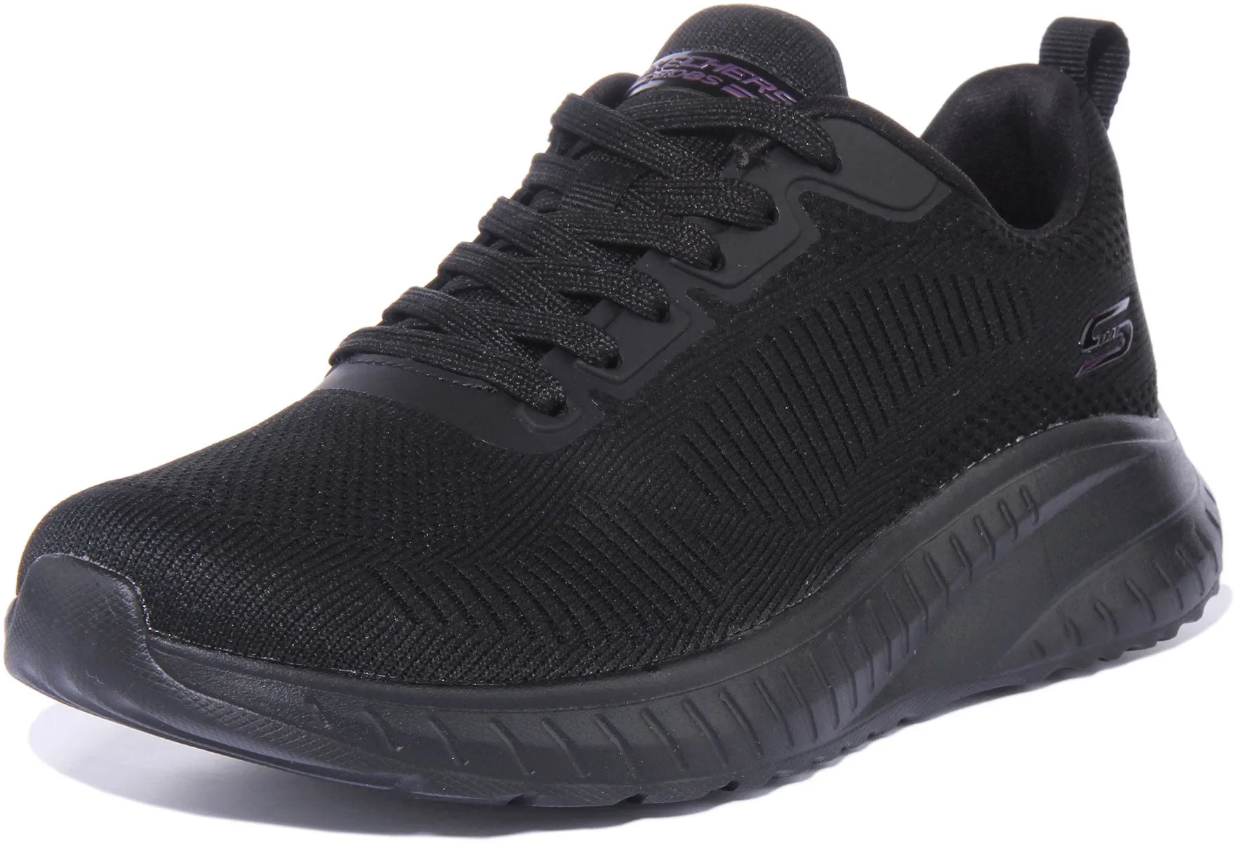 Skechers Bobs Sport Squad ChaosFace Off Zapatillas de malla con cordones para mujer en negro