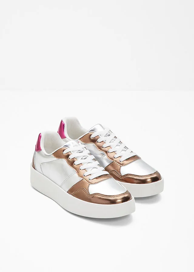 SNEAKERS BAJOS CON PLATAFORMA PLATACAFé CON HIELOROSA OSCURO