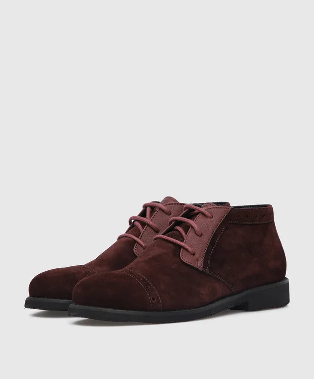 Stefano Ricci Children's burgundy suede deserts