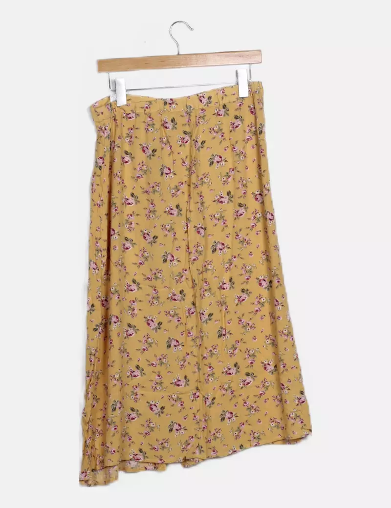 Stradivarius Falda amarilla estampado floral