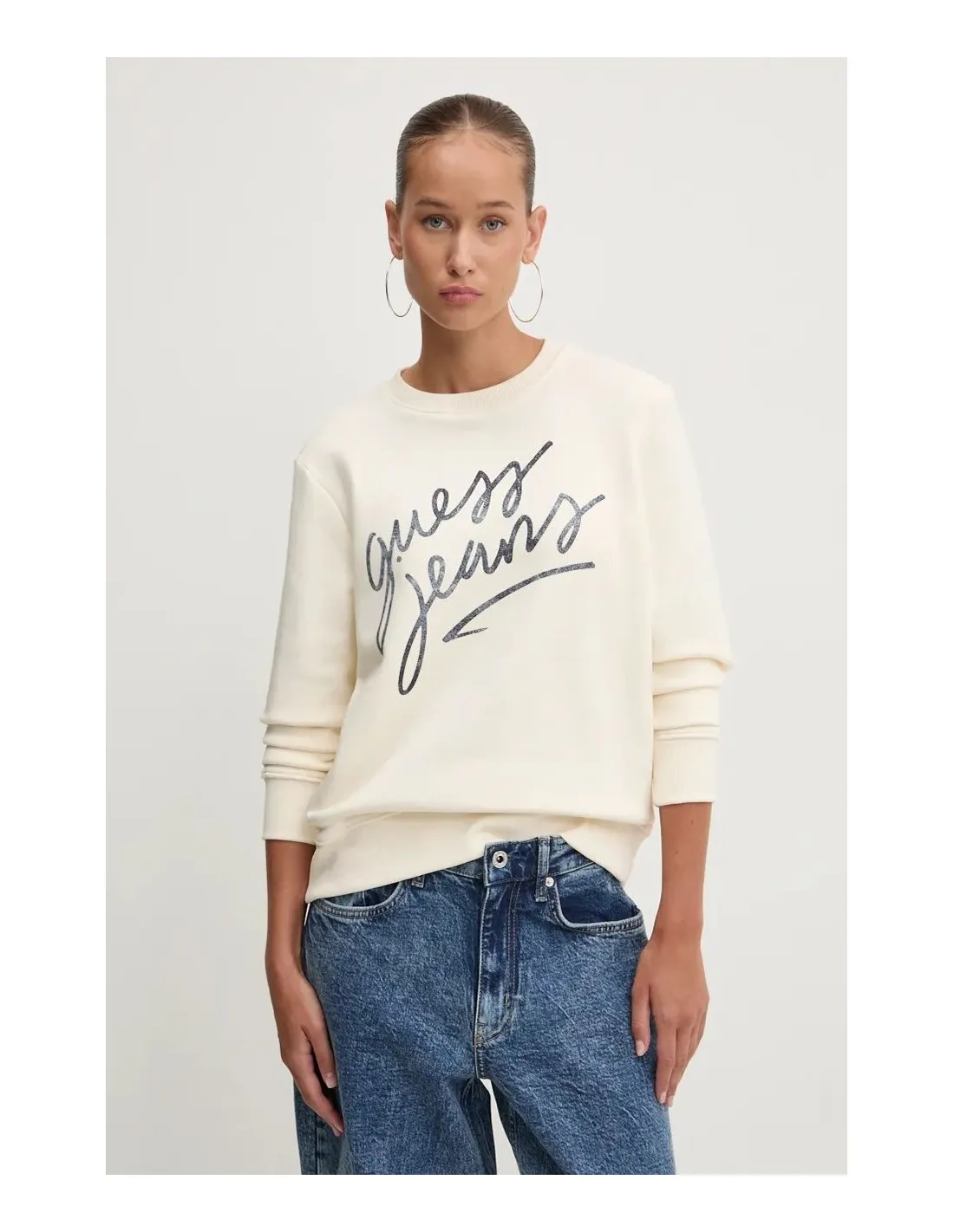 Sudadera clásica con logotipo en cursiva de Guess Jeans