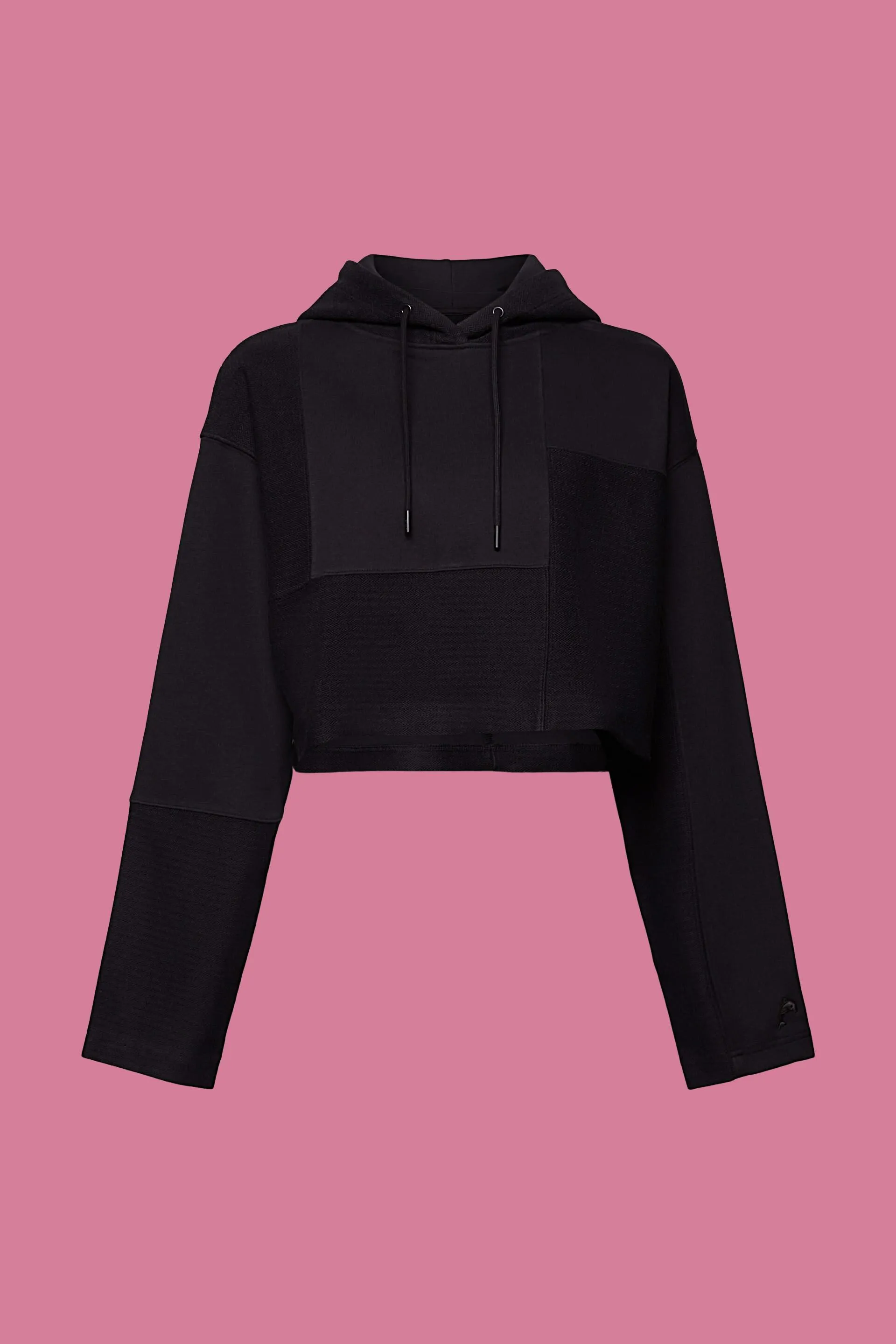 Sudadera con capucha con diseño corto y patchwork