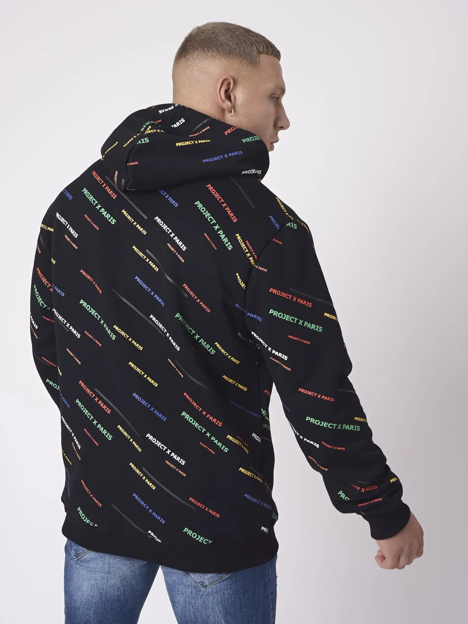 Sudadera con capucha estampada con logotipo en diagonal