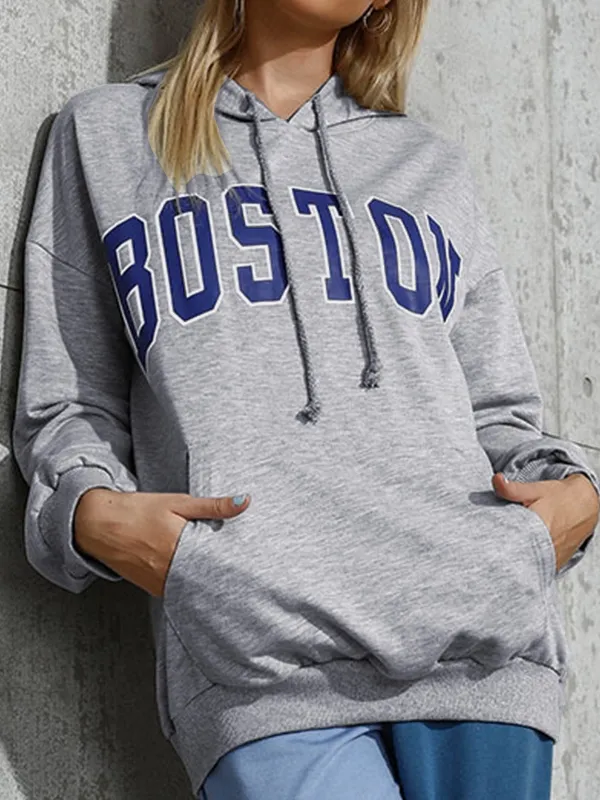 Sudadera con capucha extragrande con estampado de letras en contraste