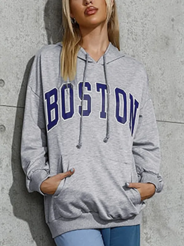 Sudadera con capucha extragrande con estampado de letras en contraste