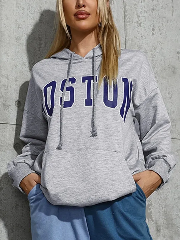 Sudadera con capucha extragrande con estampado de letras en contraste