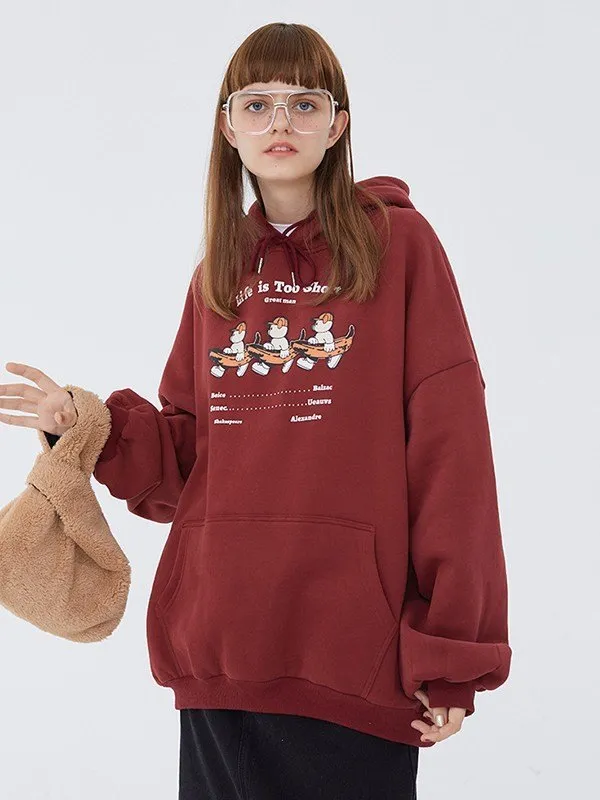 Sudadera con capucha extragrande con estampado de oso piloto unisex