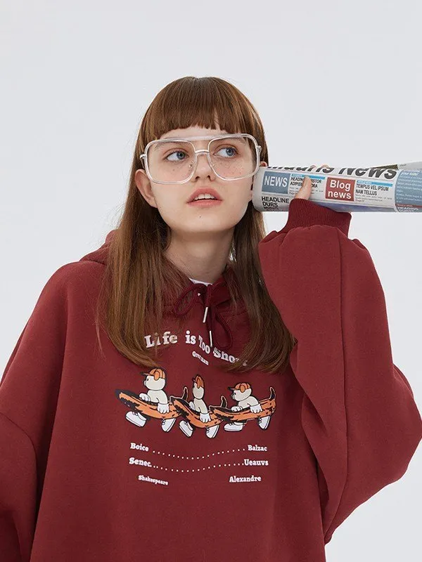 Sudadera con capucha extragrande con estampado de oso piloto unisex