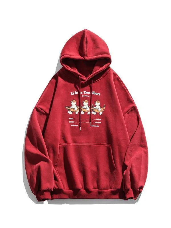 Sudadera con capucha extragrande con estampado de oso piloto unisex