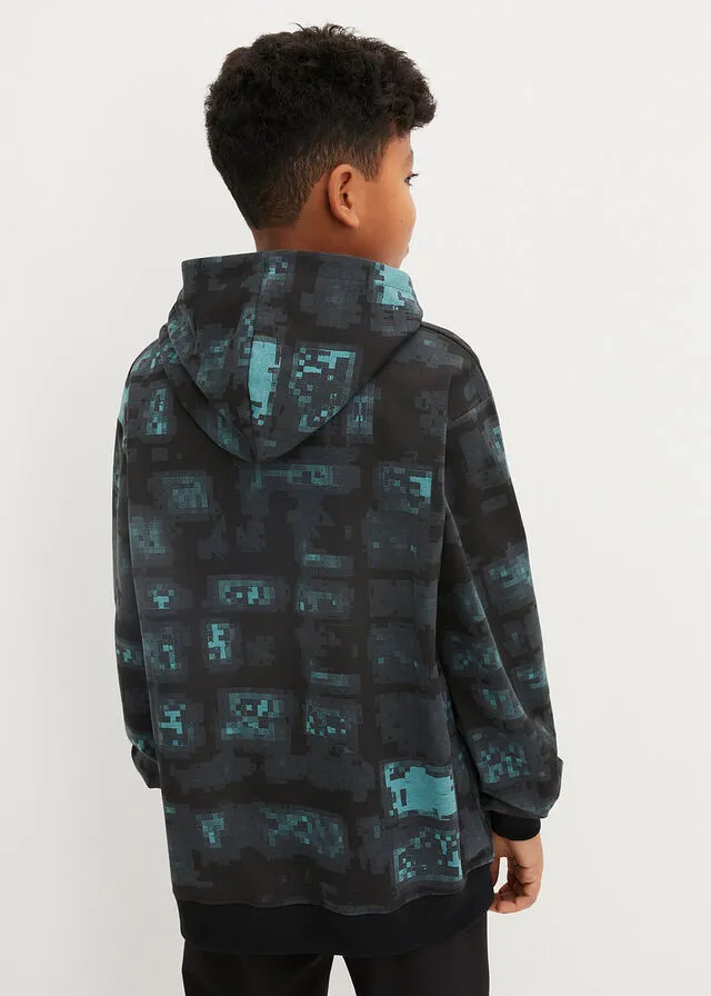 SUDADERA CON CAPUCHA NEGROAZUL BONDI CON ESTAMPADO GRáFICO