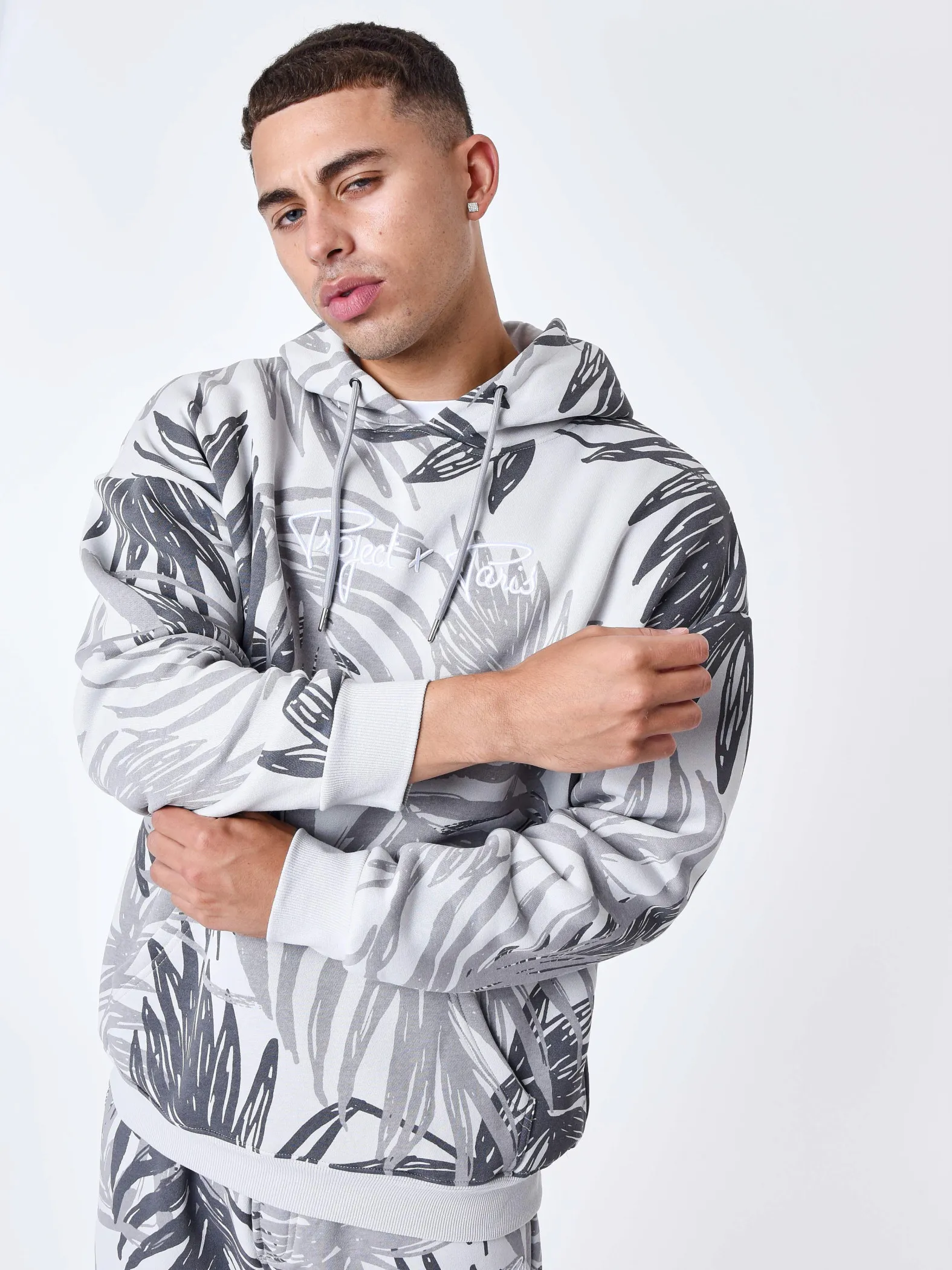 Sudadera con capucha y estampado de palmeras