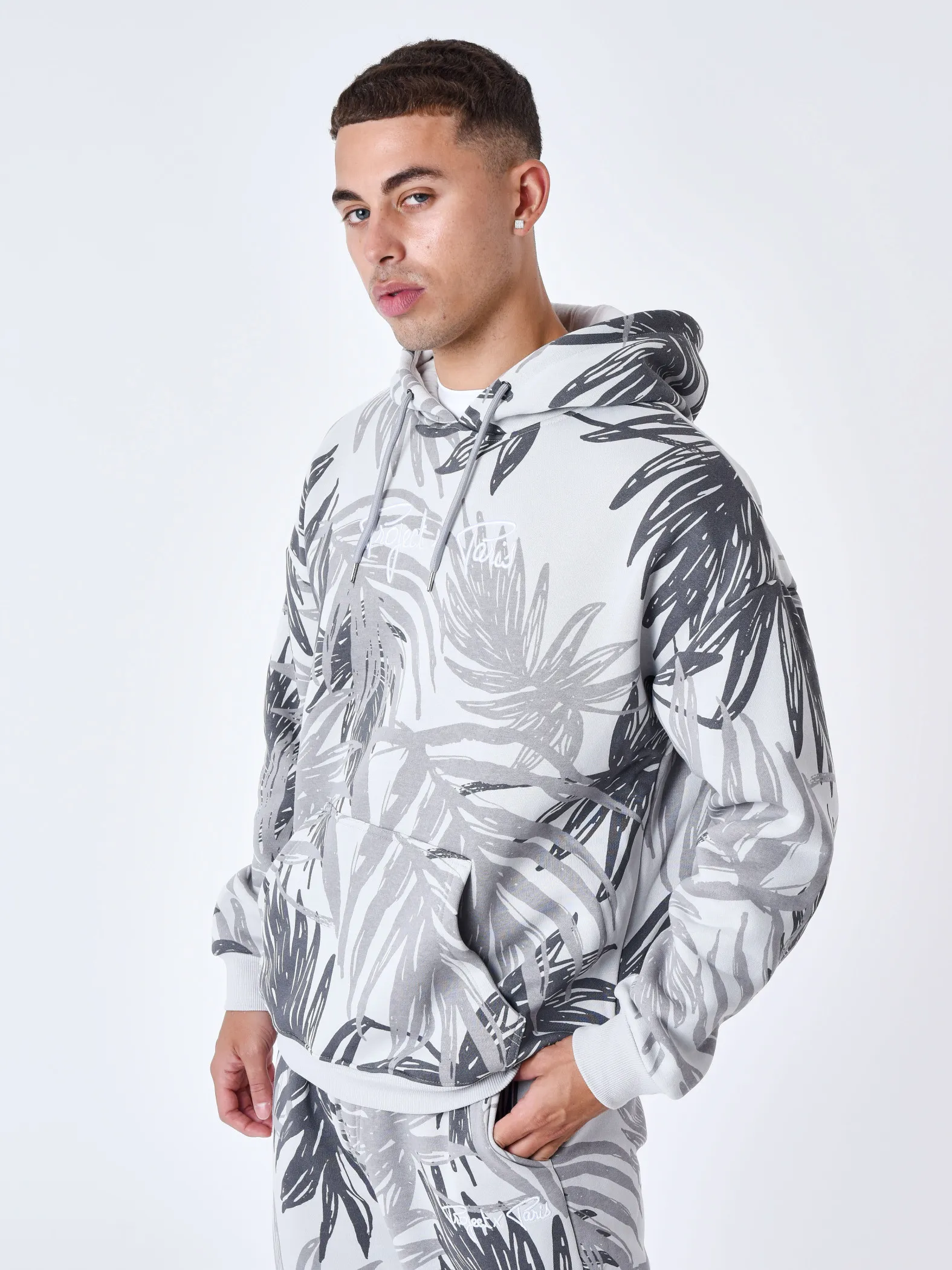 Sudadera con capucha y estampado de palmeras