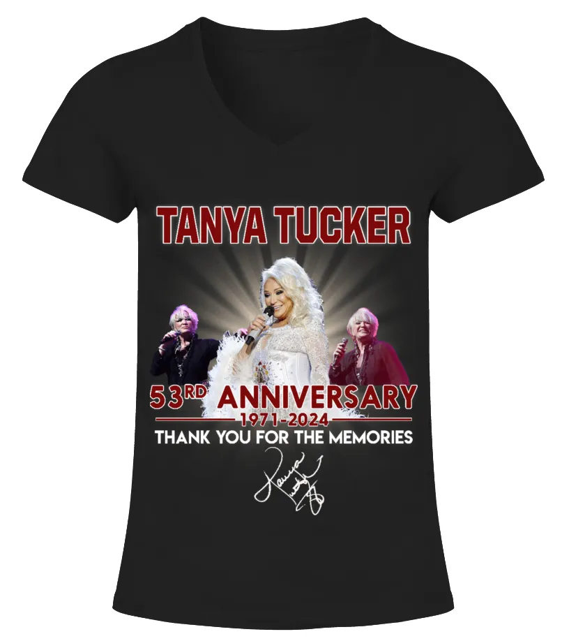 TANYA TUCKER 53RD ANNIVERSARY Camiseta cuello pico Mujer