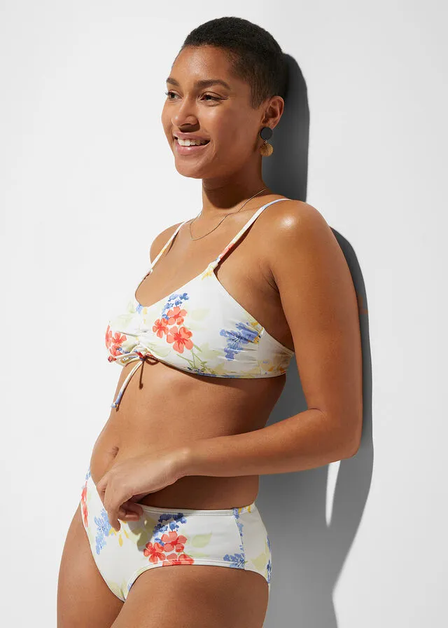 TOP DE BIKINI DE POLIAMIDA RECICLADA BLANCO LANAMULTICOLOR DE FLORES