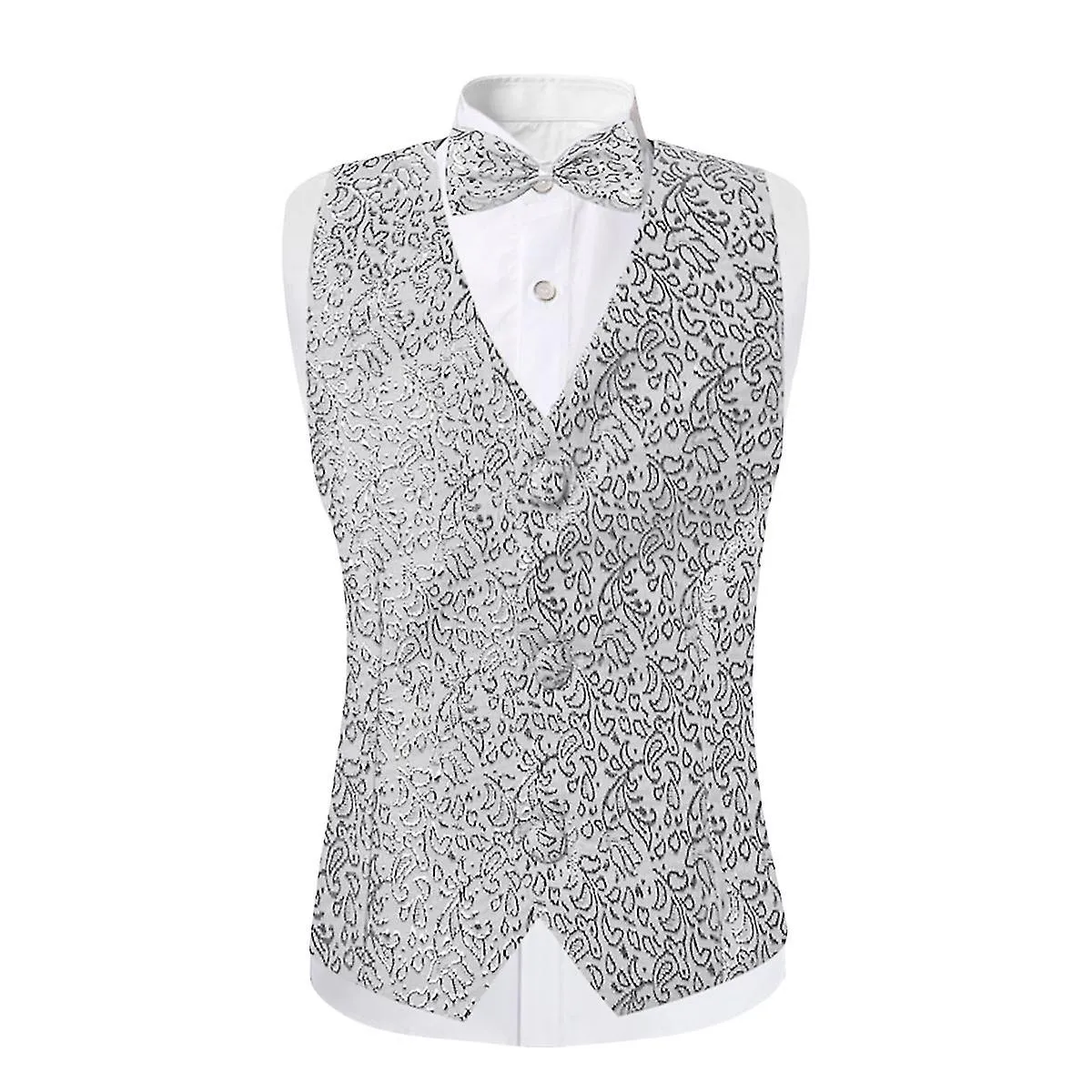 Trajes de ajuste delgado para niños 4 piezas Blazer Chaleco Pantalones Pajarita Fiesta de bodas Prom