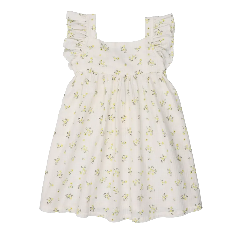 VALLEY  VESTIDO CORTO DE MEZCLA DE ALGODóN ESTAMPADO CON CUELLO CUADRADO EN BLANCO