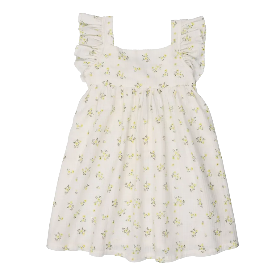 VALLEY  VESTIDO CORTO DE MEZCLA DE ALGODóN ESTAMPADO CON CUELLO CUADRADO EN BLANCO