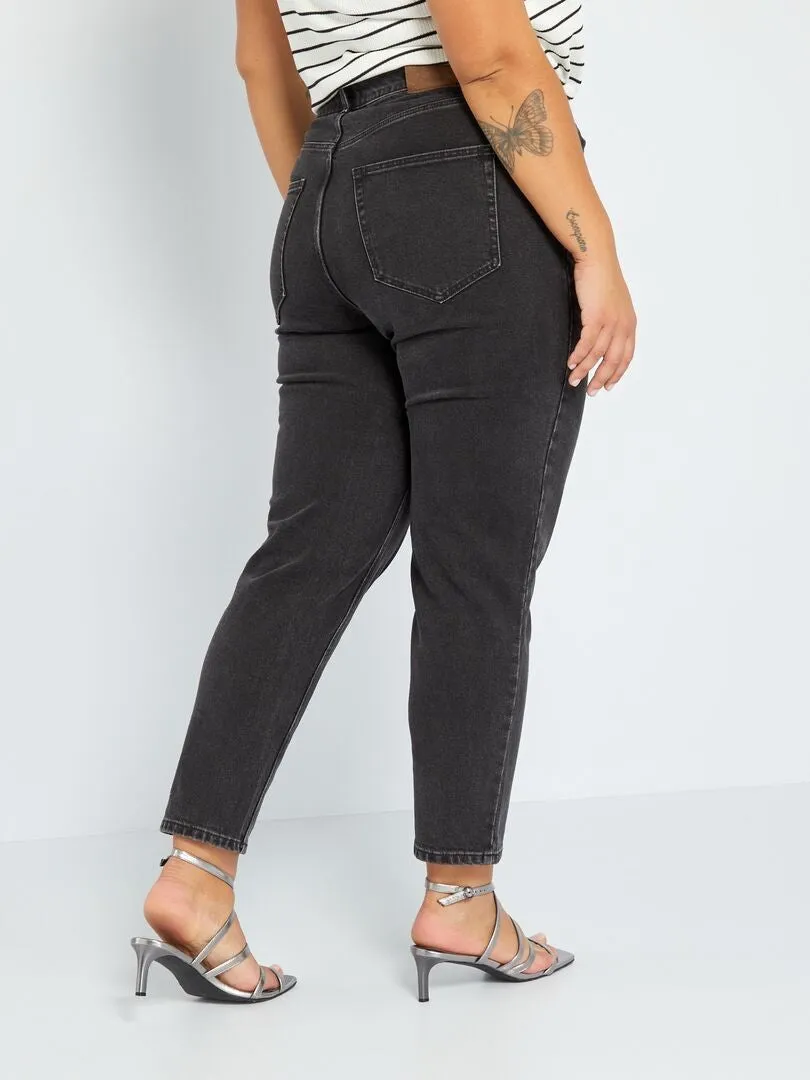VAQUERO MOM DE TALLE ALTO CON BOLSILLOS  L32  NEGRO