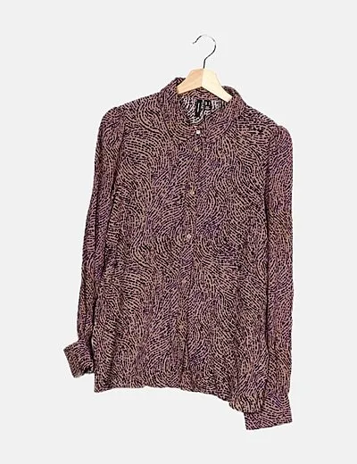 Vero Moda Camisa fluida beige estampado