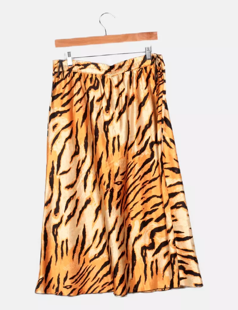 Vero Moda Falda satinada animal print