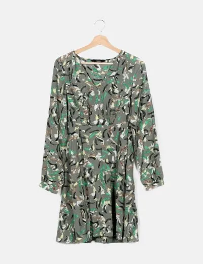 Vero Moda Vestido verde estampado
