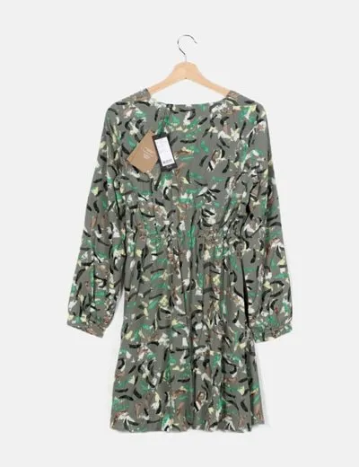 Vero Moda Vestido verde estampado