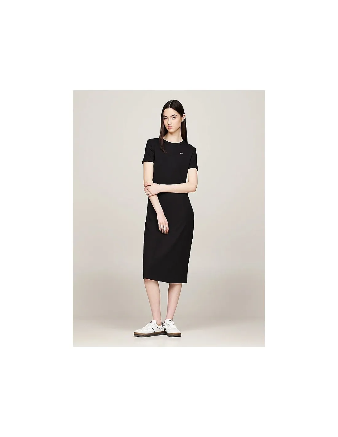 Vestido ajustado midi acanalado de Tommy Jeans