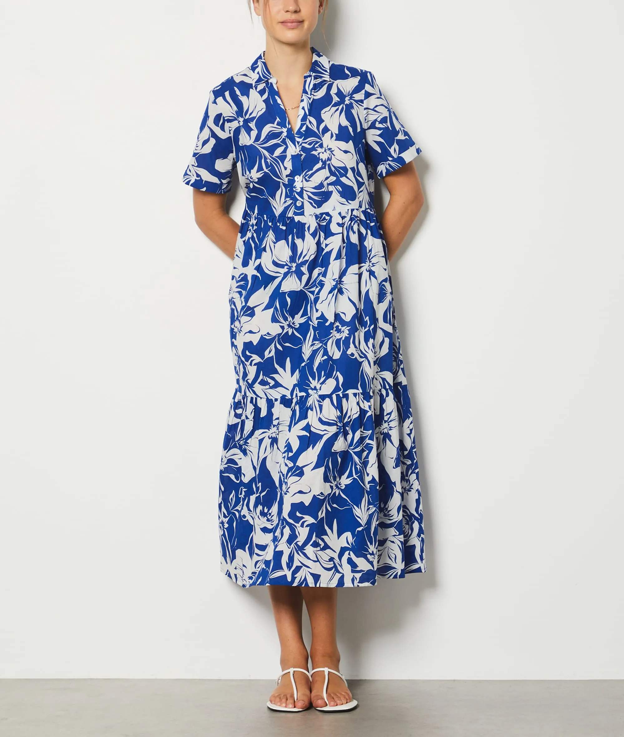 VESTIDO CAMISERO ESTAMPADO FLORAL EBBO IMP IMP FD BLANC  ETAM