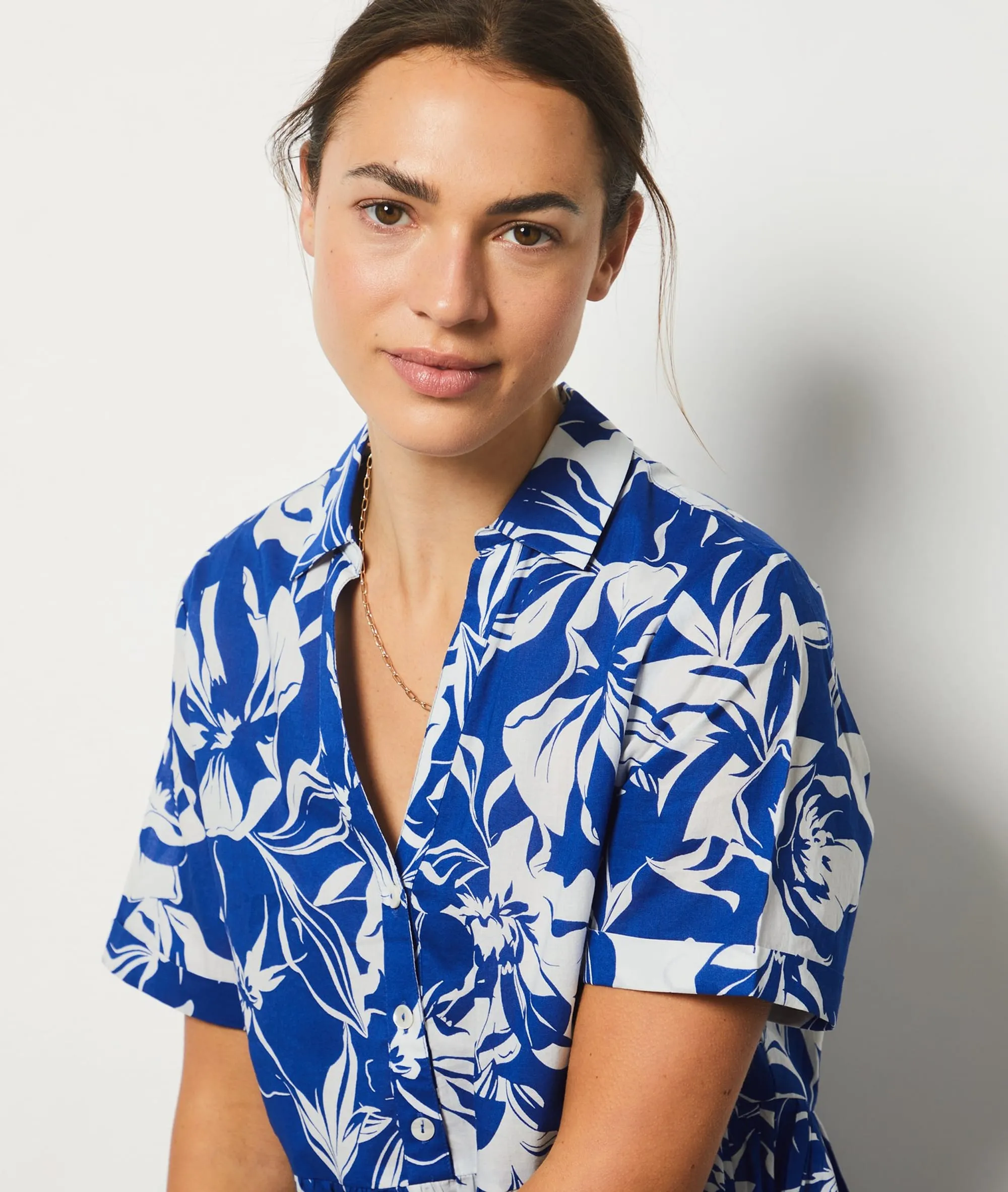 VESTIDO CAMISERO ESTAMPADO FLORAL EBBO IMP IMP FD BLANC  ETAM