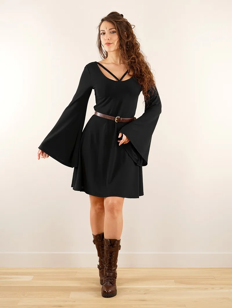 Vestido de mangas largas acampanadas reversible 