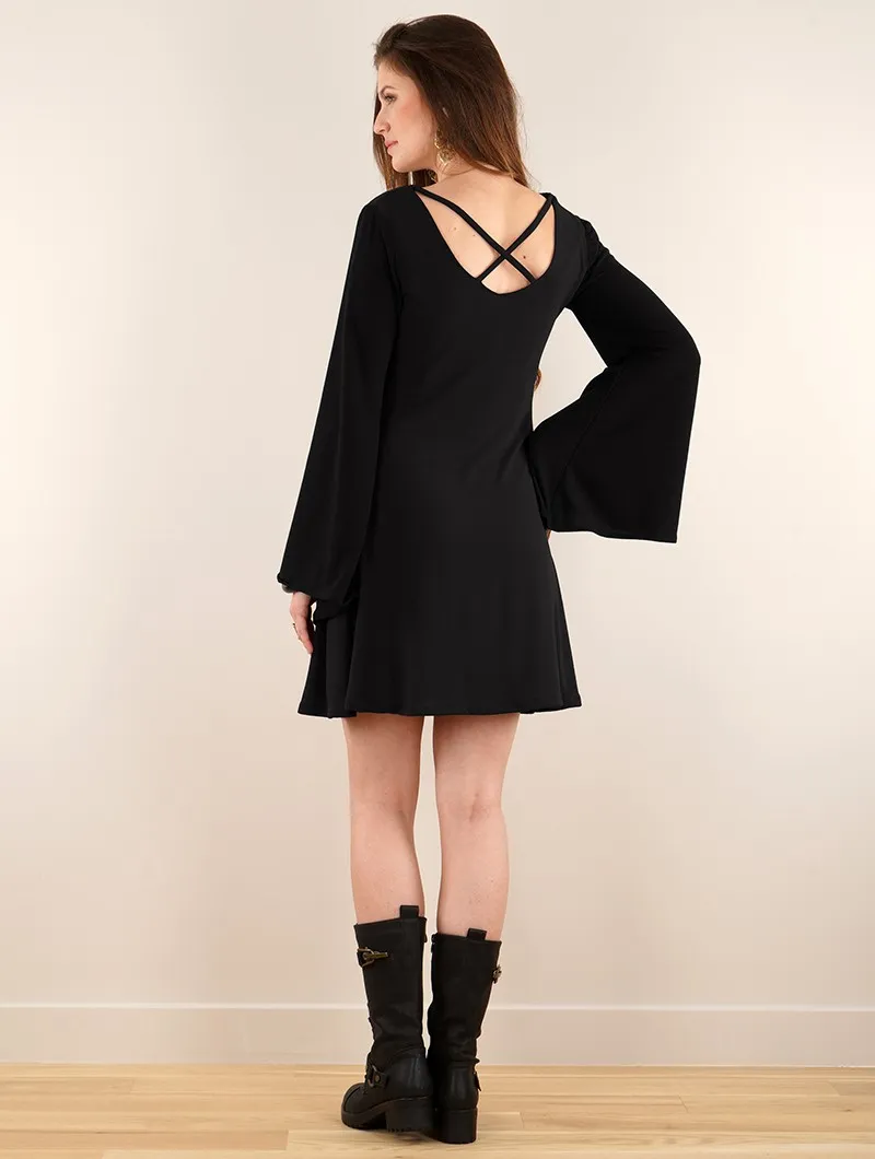 Vestido de mangas largas acampanadas reversible 