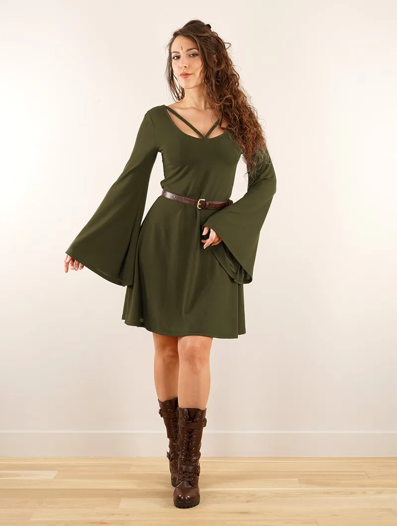 Vestido de mangas largas acampanadas reversible 