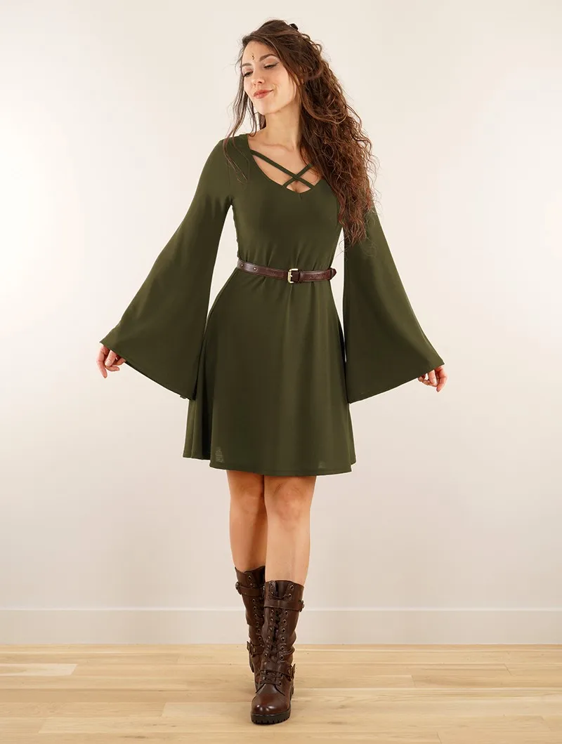 Vestido de mangas largas acampanadas reversible 