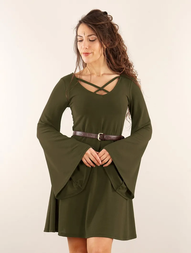 Vestido de mangas largas acampanadas reversible 
