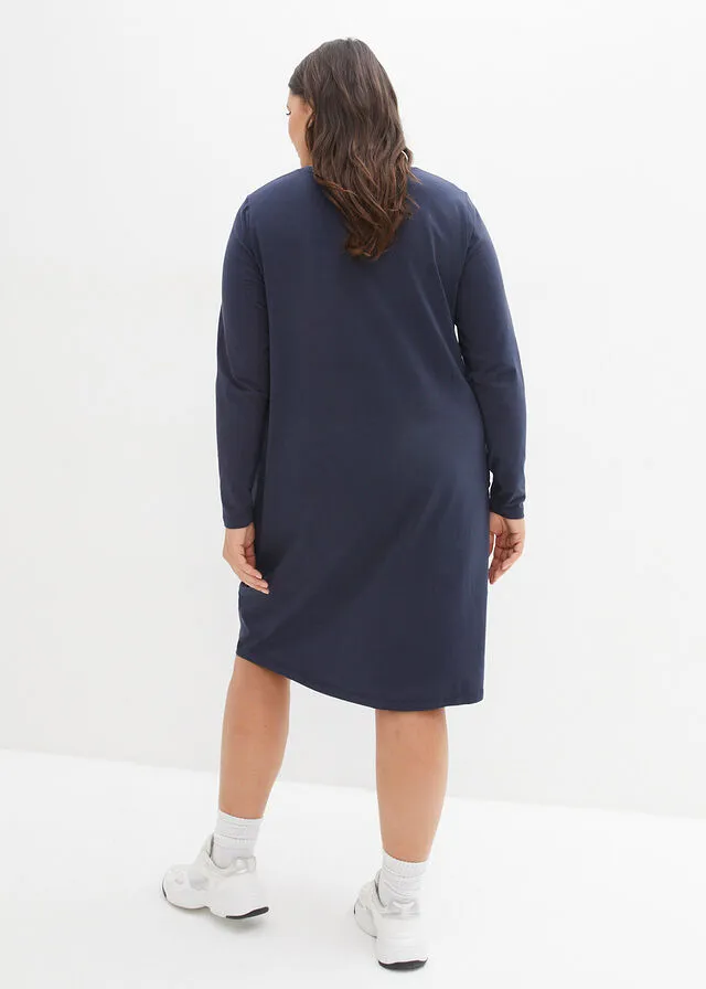 Vestido extragrande con bolsillos, con vuelo Negro