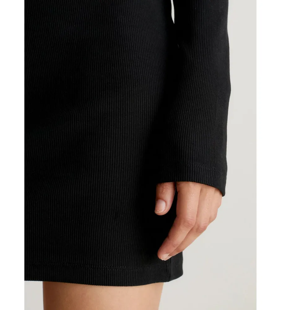 Vestido Slim De Mangas Largas De Canalé negro