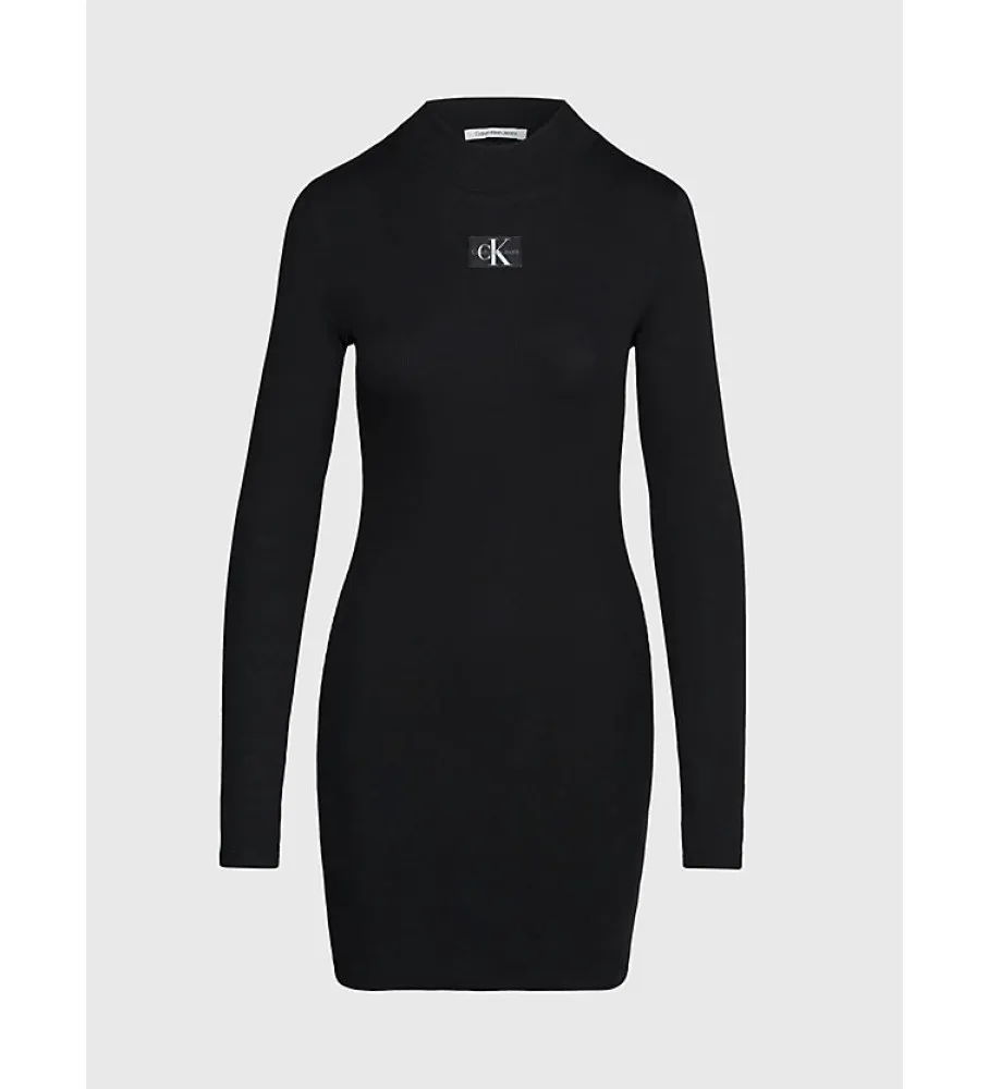 Vestido Slim De Mangas Largas De Canalé negro